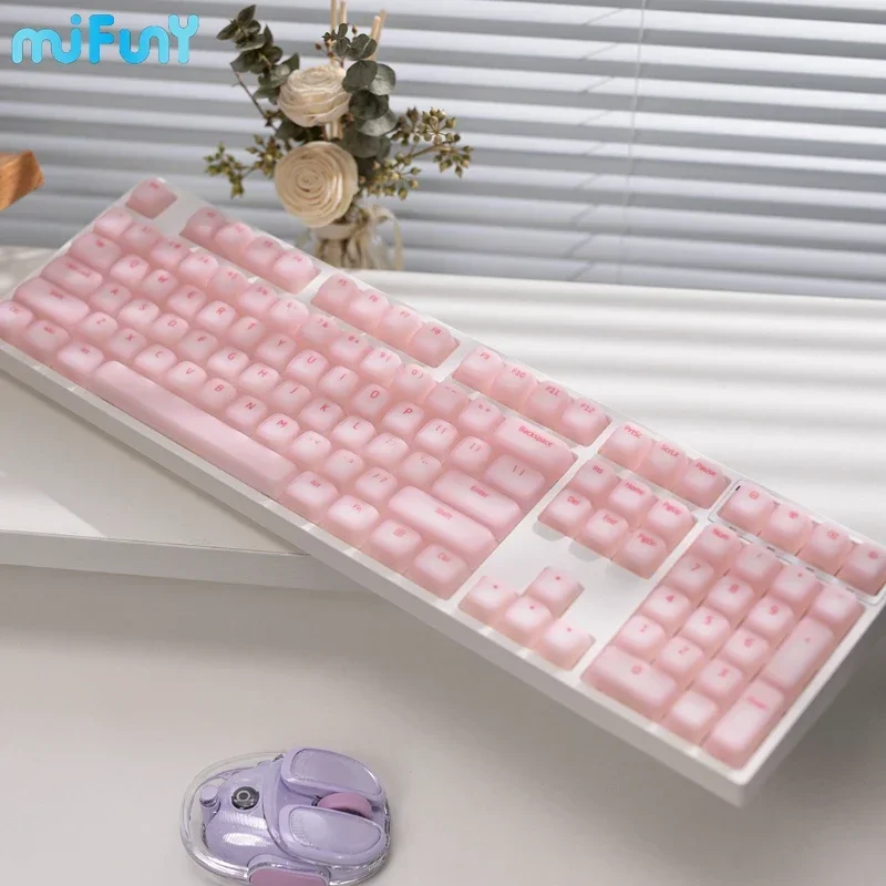 

MiFuny Soft silicone Keycap Custom ABS Cherry Profile Keycap Cute Pink white purple Point Transparent KeyCap for Wooting Rainy75