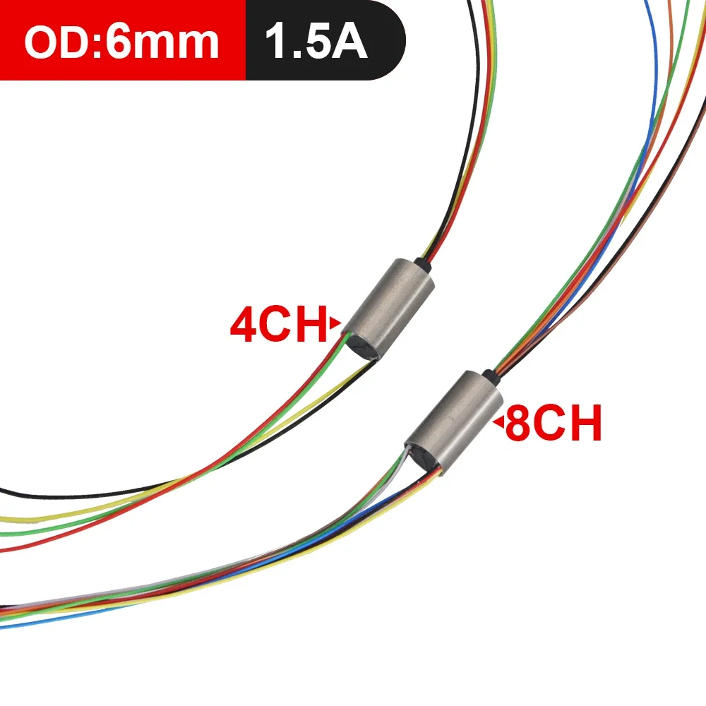 Dia.6/6.5/7.5mm Metal Visual Anchor Fish Slip Ring 2/4/8/12CH 1A 2A Slipring Conductive Rotating Joint for RC Drone PTZ Gimbal