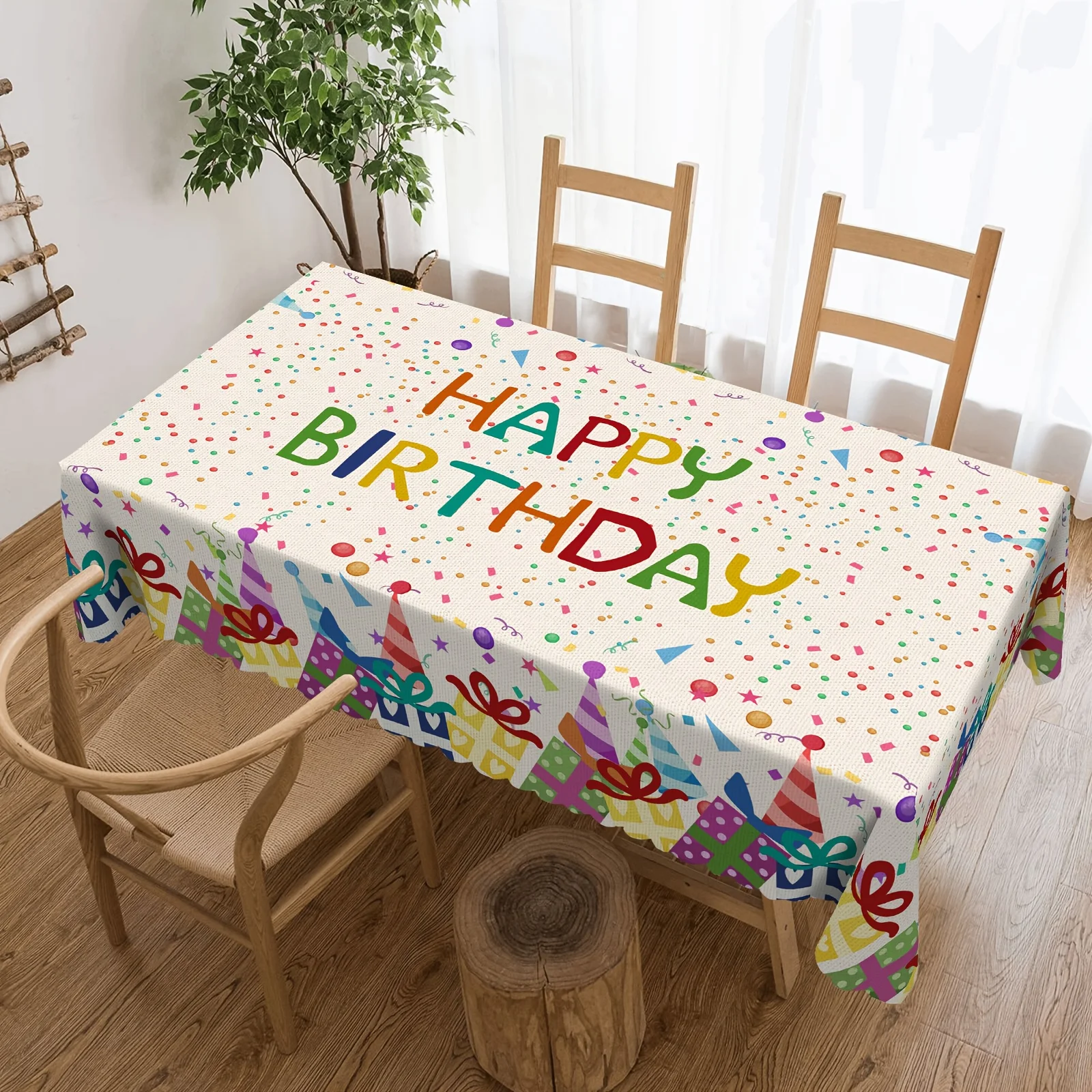 Spring celebration exclusive polka dot and hat pattern tablecloth made of polyester fiber