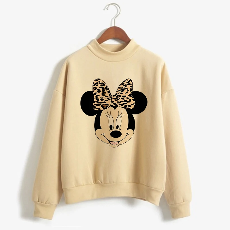 Sweatshirts Turtleneck Minnie Kawaii Cartoon  Anime Sweatshirt Disney Mickey Mouse Hoodie Clothes Girl Boy Top Hoodies