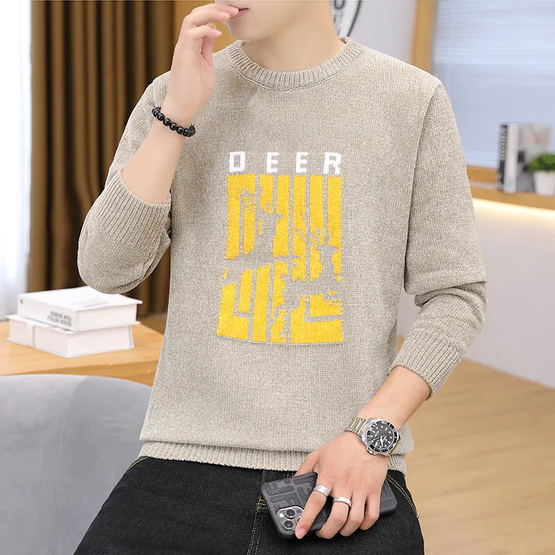 

Мужской зимний вязаный свитер большого размера, повседневный круглый теплый топ из полиэфирного волокна Ne Long Sve, Новое поступление 2023 года