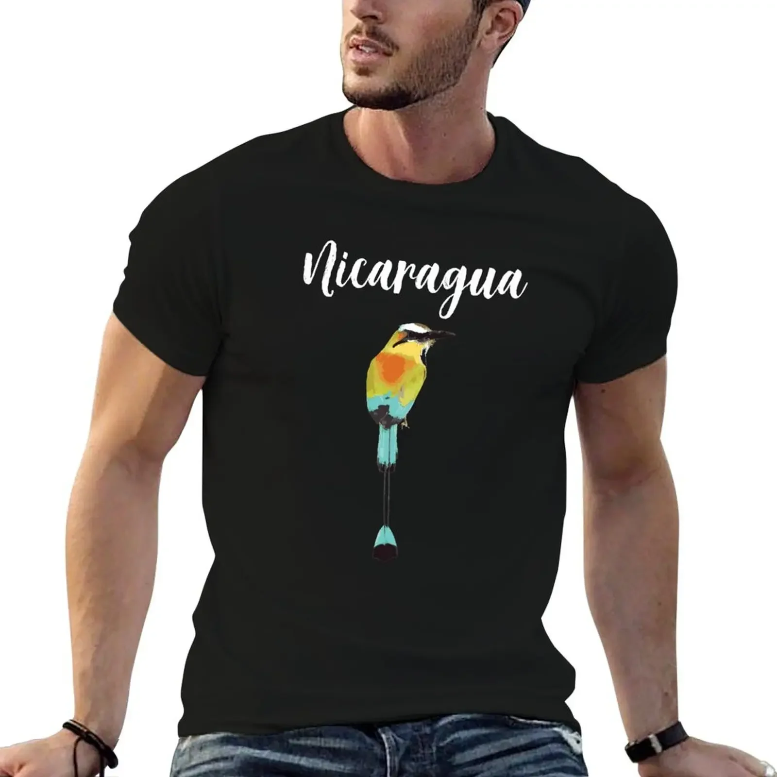 Nicaragua Guardabarranco Nicaraguan Bird Nica SOS Managua Nicaraguense Flag Art Architecture T-Shirt plus size tops men clothes