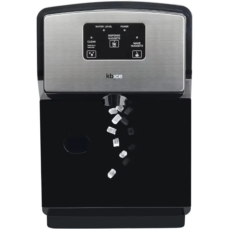 

Countertop Nugget Ice Maker, Sonic Ice Maker's Produces Max 30 lbs of Nugget Ice per Day, Stainless Steel Display Panel