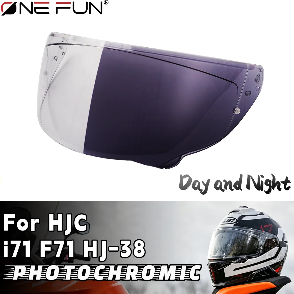Photochromic Motorcycle Helmet Shield for HJC I71 F71 HJ38 Sun Visor UV-Protective, Scratch-Resistant, Quick Installation