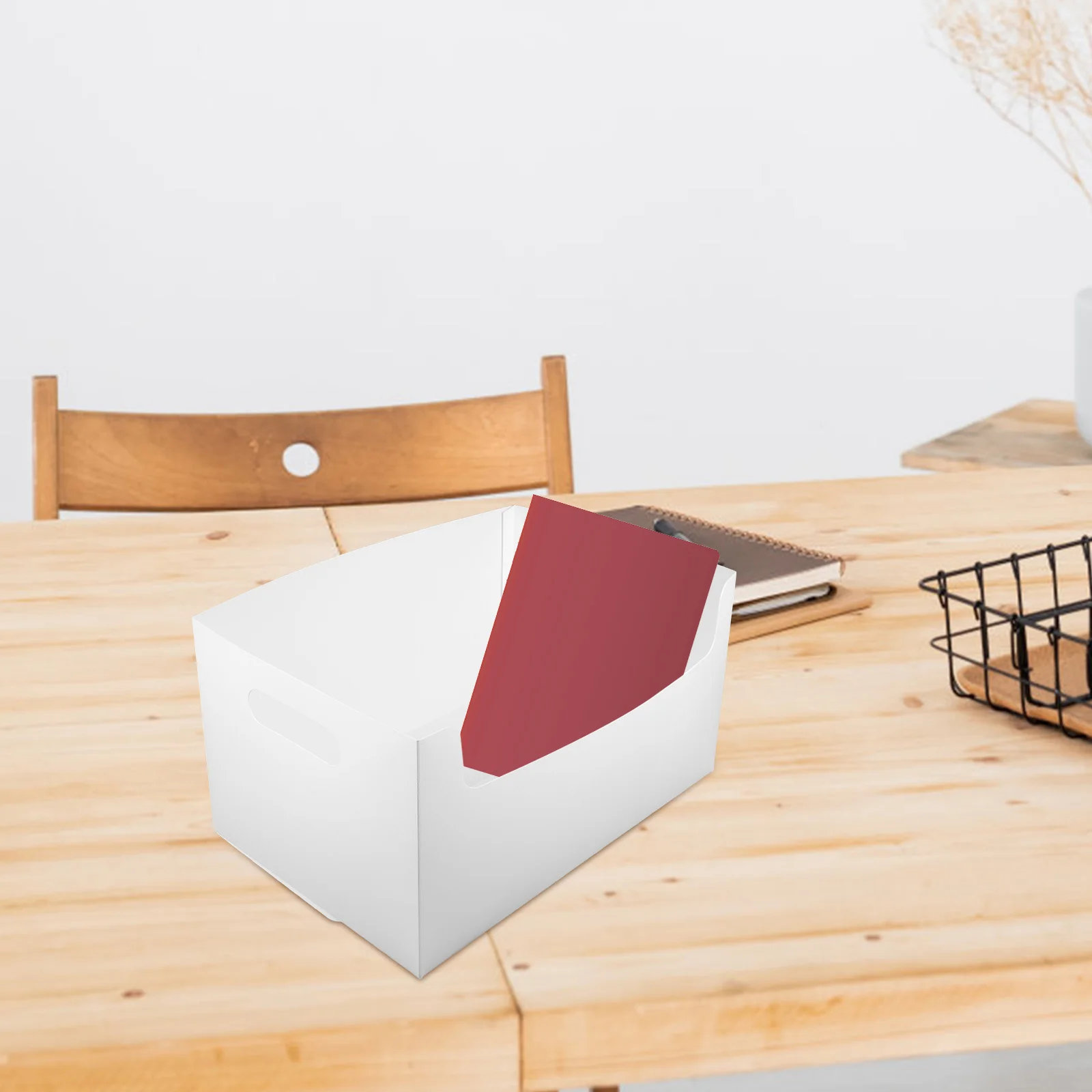 

2pcs Multifunctional Sundries Storage Box ABS Dual Handles Desktop File Shelf Document Holder Magazine Rack Home Office