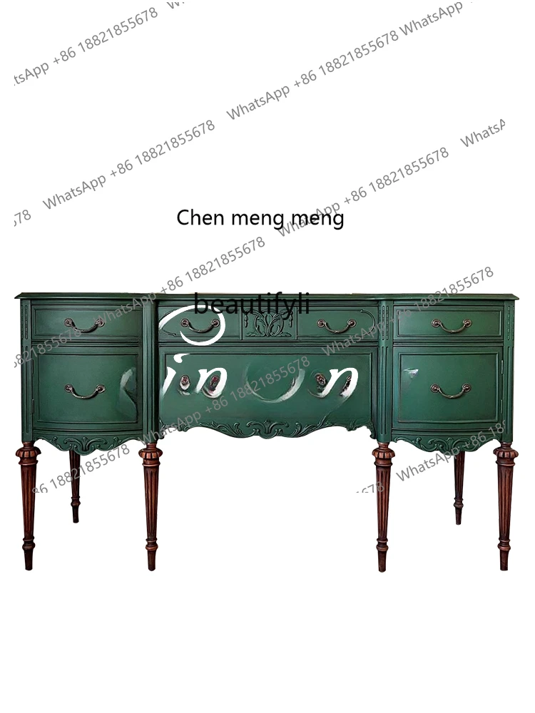 

] Neoclassical Chest of Drawers/Solid Wood Storage Green Hallway/Storage Cabinet/