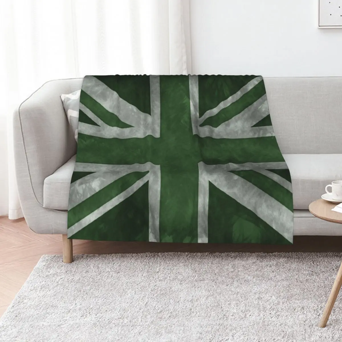 Green Distressed Union Jack Throw Blanket Weighted sofa bed Thins Hair Soft Cute Plaid Blankets