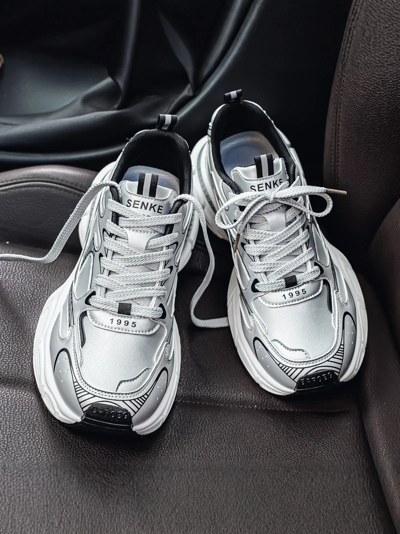 

Men's Summer Sport Running Shoes Leather Surface Anti-slip Lightweight Soft Bottom Casual Increase Height Dad Shoes