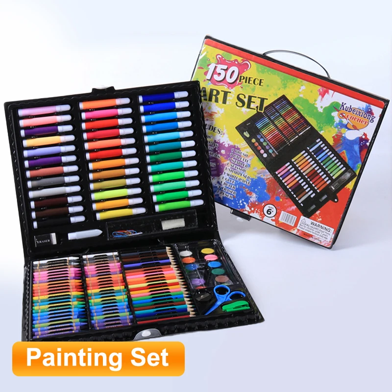 1 conjunto de pincéis para crianças, conjunto completo de caneta aquarela, lápis, materiais de arte para crianças, conjunto de pintura múltipla, caneta aquarela portátil, presentes