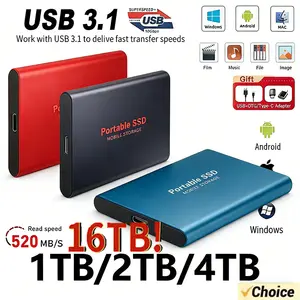 Bilashmart 2026 BackShell Original Hard Drive 16TB High Speed External Hard Disk 4TB USB3.1 Portable Massive SSD 2TB Laptop/Mac/PC/Phone