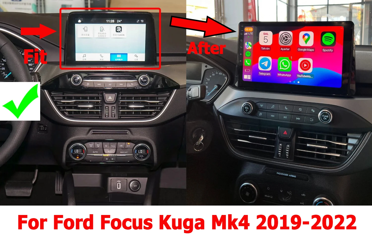 Автомобильный радиоприемник WITSON для Ford Focus Kuga Mk4 2019-2022 QLED или 2K стерео экран GPS CarPlay WIFI Bluetooth