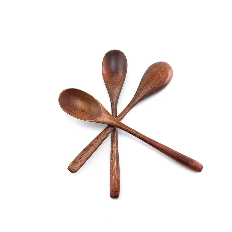 6Pcs Wooden Spoons Set, Kitchen Utensils for Soup, Dessert & Dinner Serving, Wood Cutlery image 6