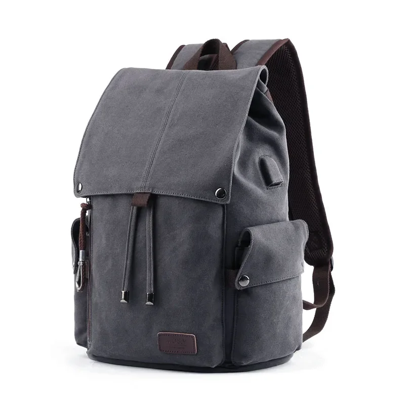 Drawstring Design Canvas Backpacks Men Women Four Seasons Casual Large Capacity Travel Rucksack Computer Bag Commute Kanpsack