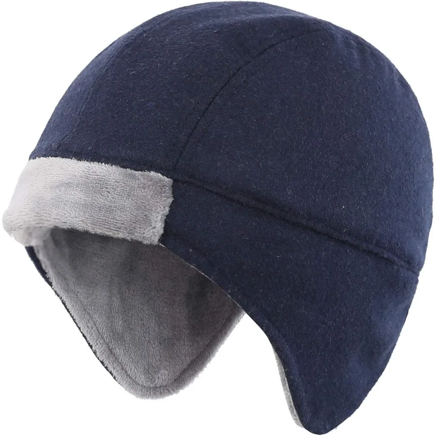 

Connectyle Mens Fleece Watch Cap Thermal Skull Beanies with Earflap Outdoor Warm Winter Hat for Running Hiking