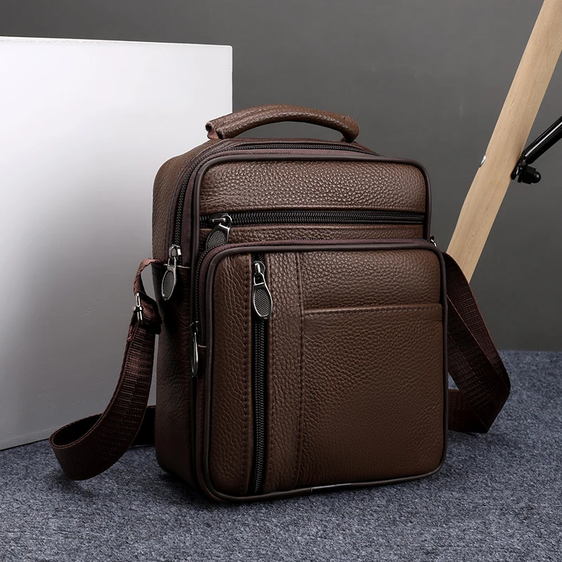 

Men's Fashion Black Synthetic Leather Crossbody Bag | Adjustable Shoulder Strap, Multi-Layer Compartments | Business Casual | Of