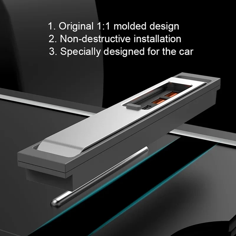 

USB Hub 27W Quick Interior Charger Intelligent USB Docking Station Shunt Hub Accessories For Tesla Model 3 Model Y