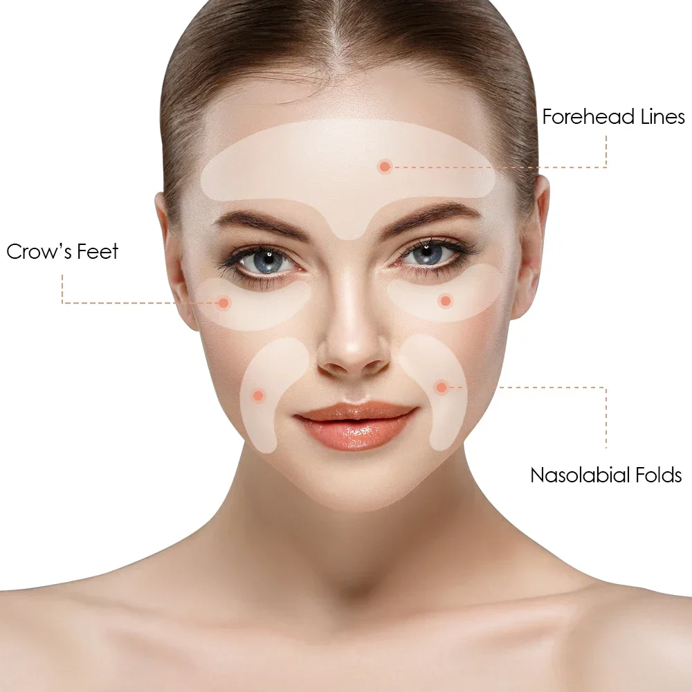 5 uds cara frente cuello ojo antiarrugas cuidado del envejecimiento pegatina almohadilla parche reutilizable antiarrugas parches de silicona herramienta de levantamiento de la piel