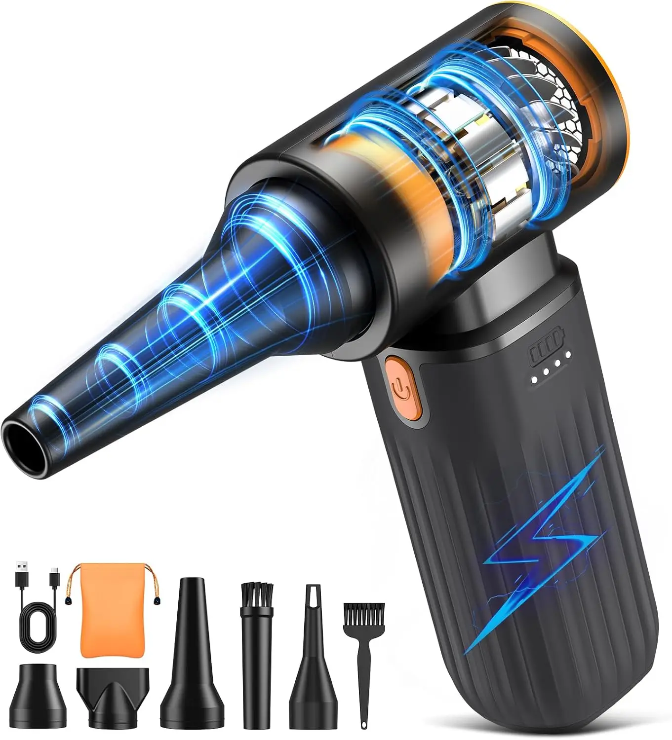 

Cordless Air Duster, 260000RPM Brushless Motor, 3-Speed Rechargeable Blower for Keyboard, Computer, Car