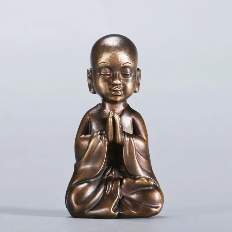 Brass Young Buddha Monk Statue Buddhism Zen Home Decor Collections