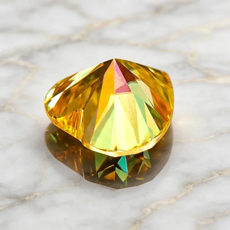 Moissanite Stone Heart Cut Golden Yellow Gemstone for Advanced Jewelry Making Materials Pass Diamond Tester with Certificate