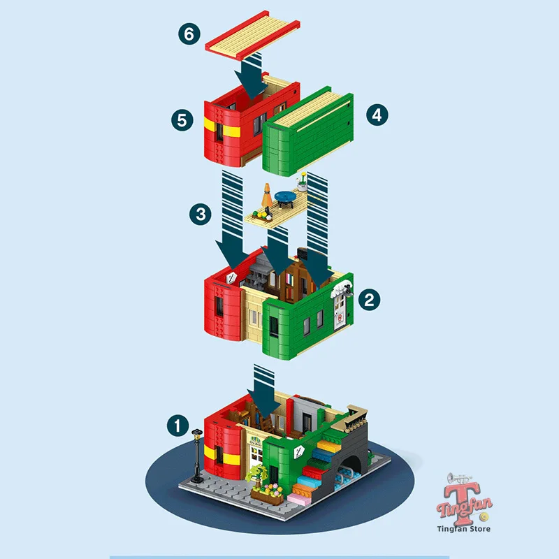 Creative Cities Library Buildings Blocks Bricks Model MOC Modular Desktop Ornament Street View Architecture Toy for Adults Gifts