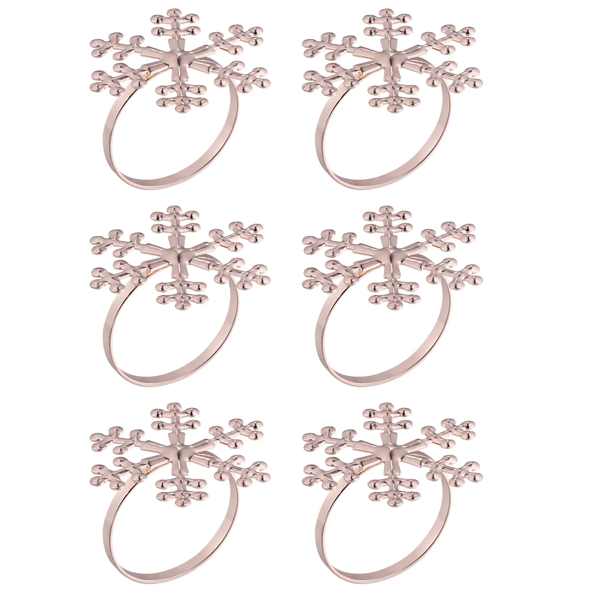 

Vintage Alloy Napkin Ring 6pcs Snowflake Christmas Ornament Set for Party Wedding Table Decoration Festive Holiday Dining