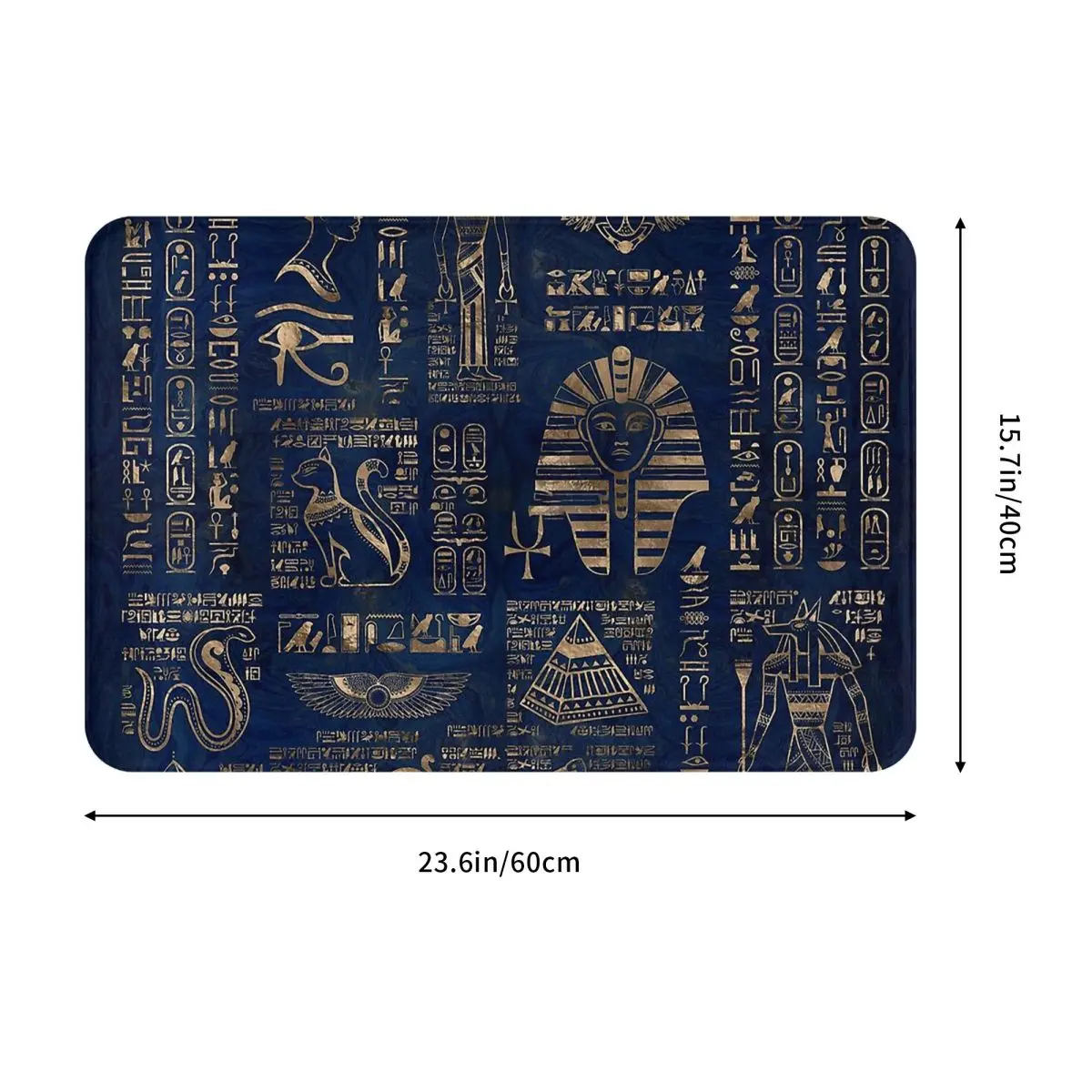 Bath Mat Egyptian Hieroglyphs And Deities-gold On Blue Marble Doormat Kitchen Carpet Entrance Door Rug Home Decor