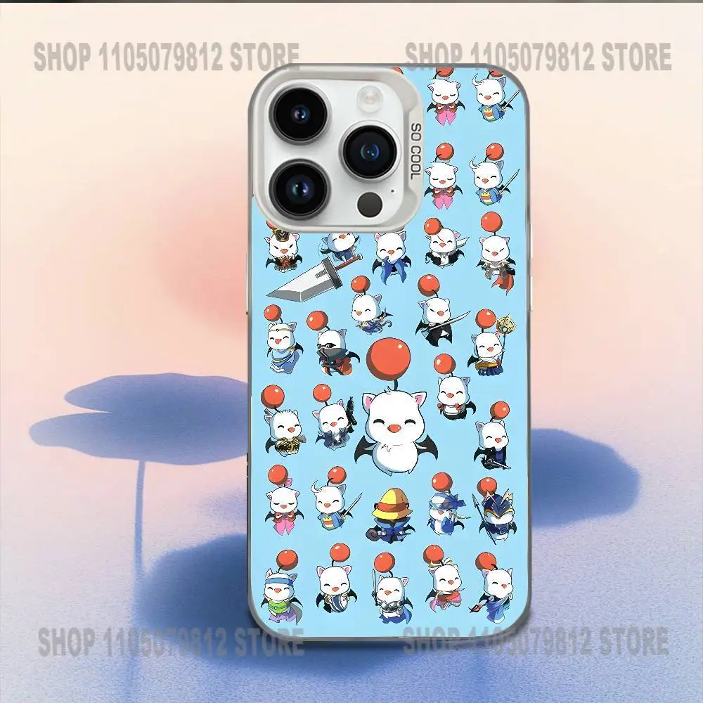 M-moogle final fantasia vivi capa de telefone para iphone 16,15,14,13,12,11, mini, pro, e, max branco doce fosco capa à prova de choque