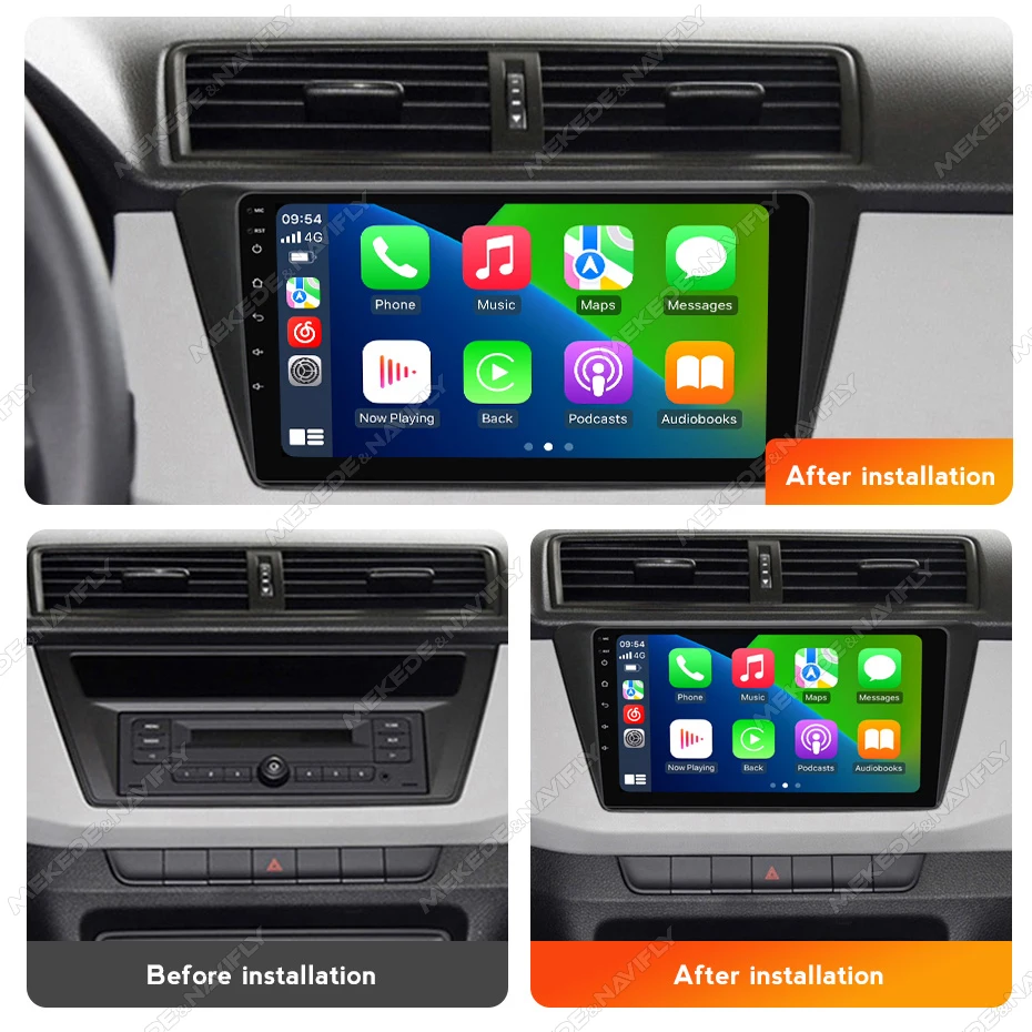 New 2025 Android 14.0 Stereo Car Radio For Skoda Fabia 2015 GPS Navigation WIFI Carplay Auto Multimedia Player