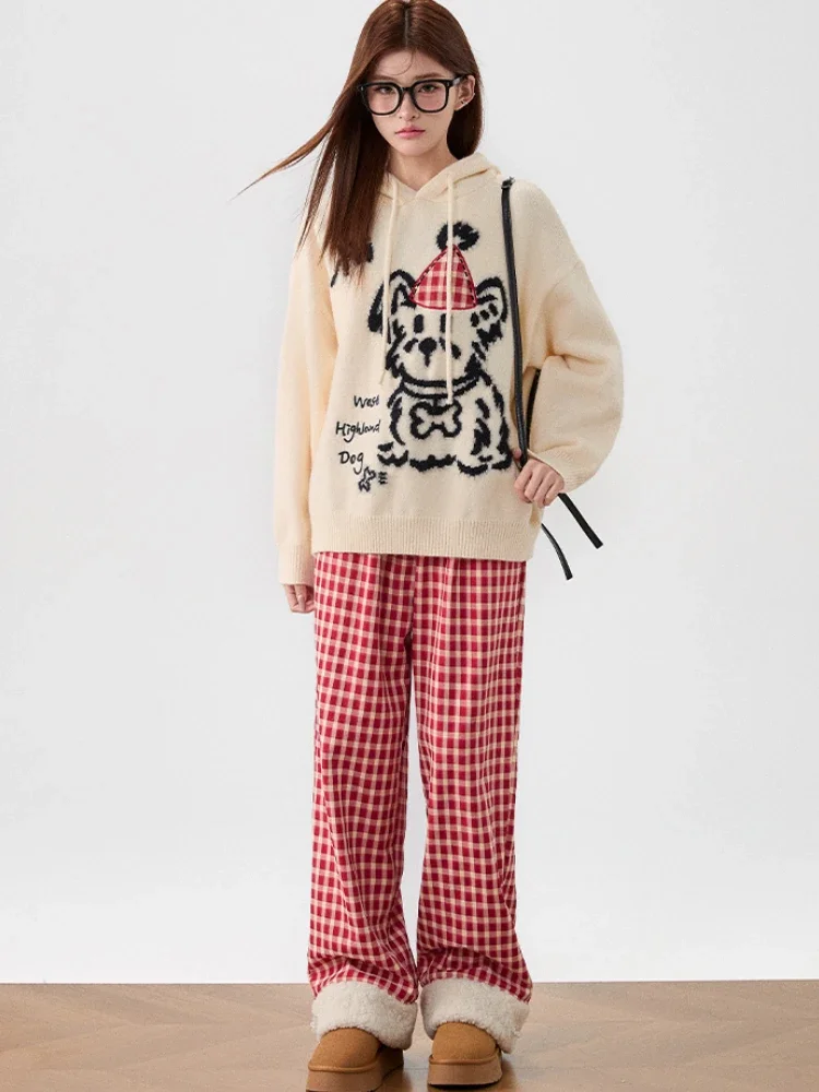 محبوك هوديس المرأة الكلب طباعة عادية مترهل الشارع الشهير الخريف الشتاء لينة الدافئة تنوعا كلية الفتيات الكورية الموضة اليومية #2