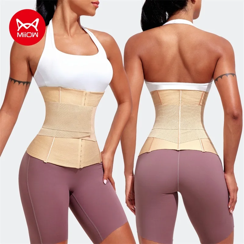 MiiOW Doppelschichtiger Taillengürtel Taillentrainer Korsett Damen Body Shaper Bruststraffung Taillentrainer Stahlknochen Abnehmen Shapewear