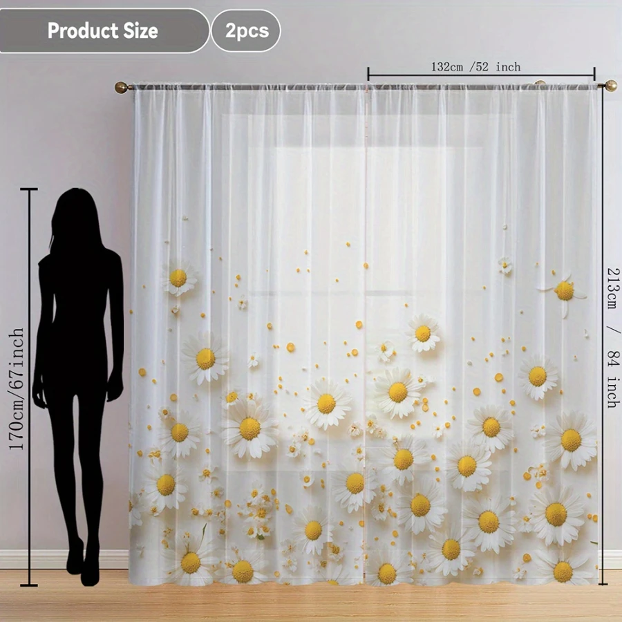2PCS Cortina Transparente com - Home Decor Yellow avaliação e preço