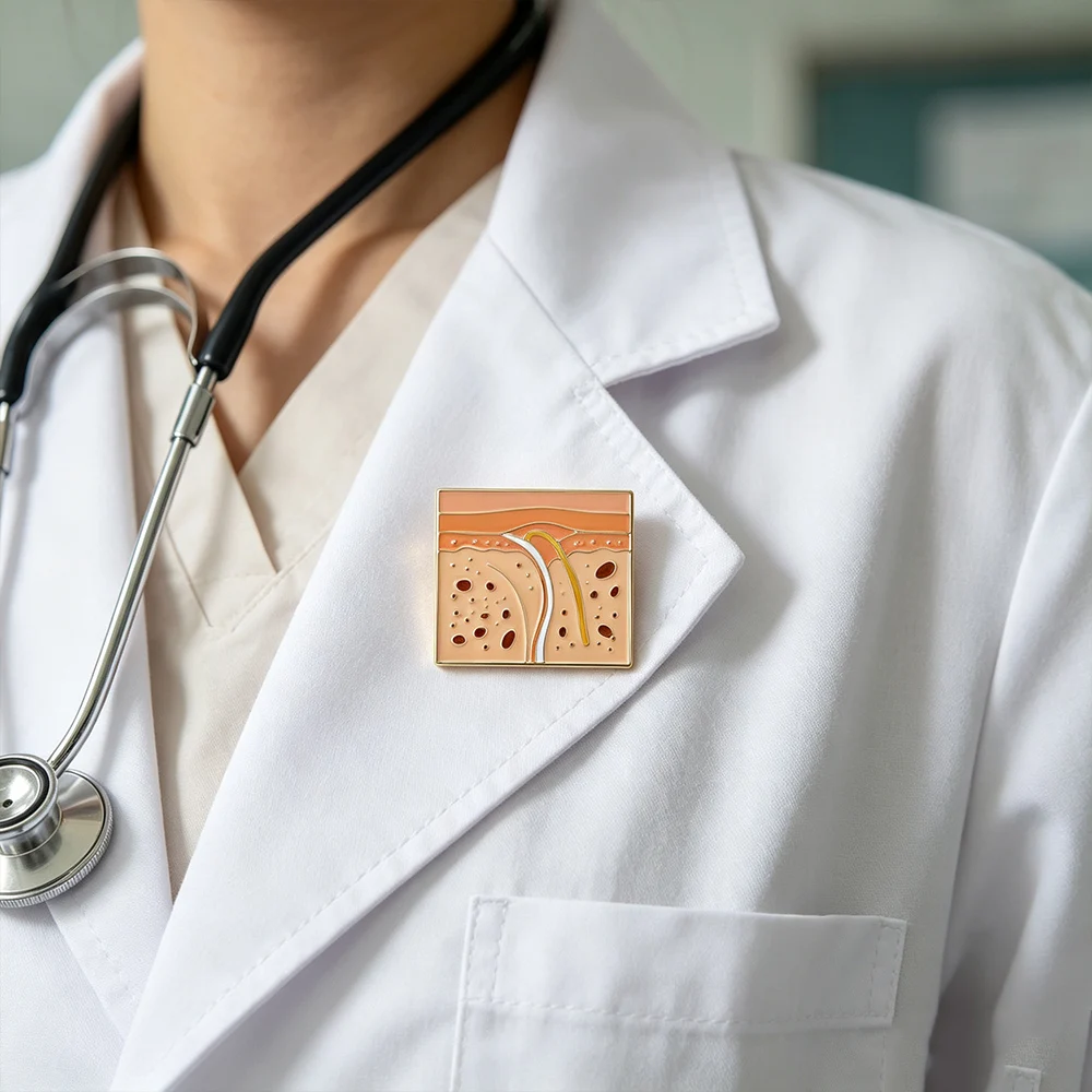 Medical Dermatology Enamel Brooch Pin Anatomy Hair Follicle Badge Medical Themed Jewelry， Creative Gift For Doctor And Nurse