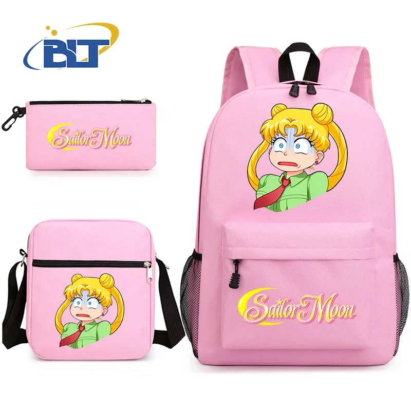 

Sailor Moon cartoon backpack campus student school bag shoulder bag pencil bag 3-piece set for girls