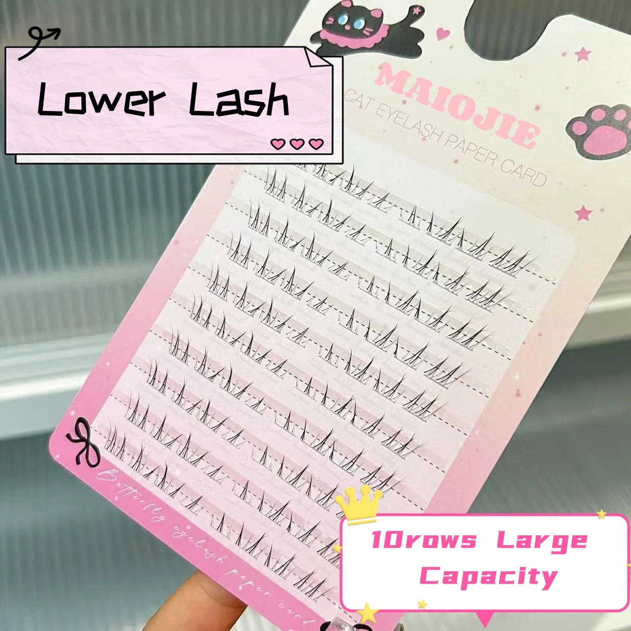 MIAOJIE Dense Fluffy Cat Eyes Comic Fake Lower Lashes Extension Natural Look Curling Individual Cluster False Eyelashes