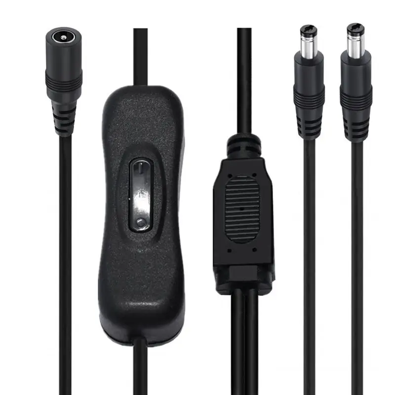 0.4m 22 # Copper DC5.5 * 2.1mm DC5.5 * 2.5mm 1/2 1 Female to 2 Male Y-Shaped Splitter Power Cord With 304 Switch Wire