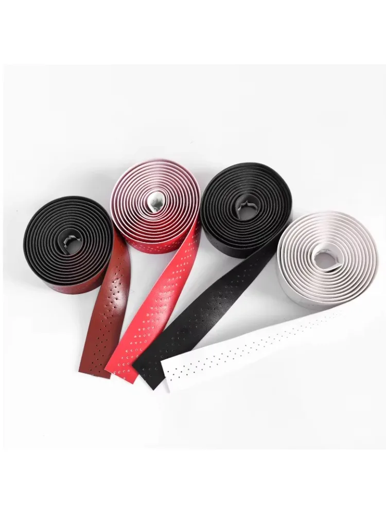 AliExpress NONE Latest Product Pu Leather Perforated Breathable Bicycle Handlebar Tape Comfortable Light Weight Anti-Slip Bicycle Handlebar Tape