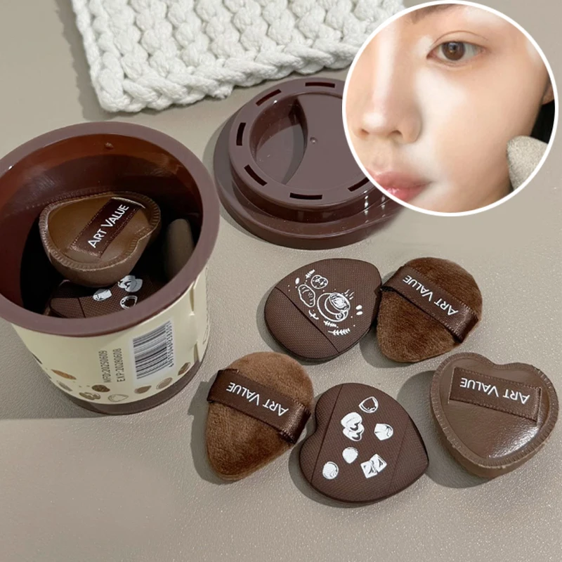 5 قطعة/المجموعة فنجان القهوة ماكياج نفخة شكل قلب يتدفقون البسيطة إصبع نفخة المحمولة التجميل المخفي قضيب لينة ماكياج الإسفنج