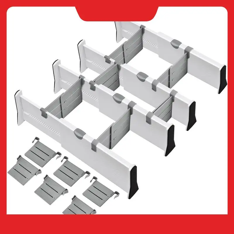 

4 Pieces Drawer Dividers Organizer With 6 Inserts 4Inch High Expandable From 11-17Inch For Bedroom