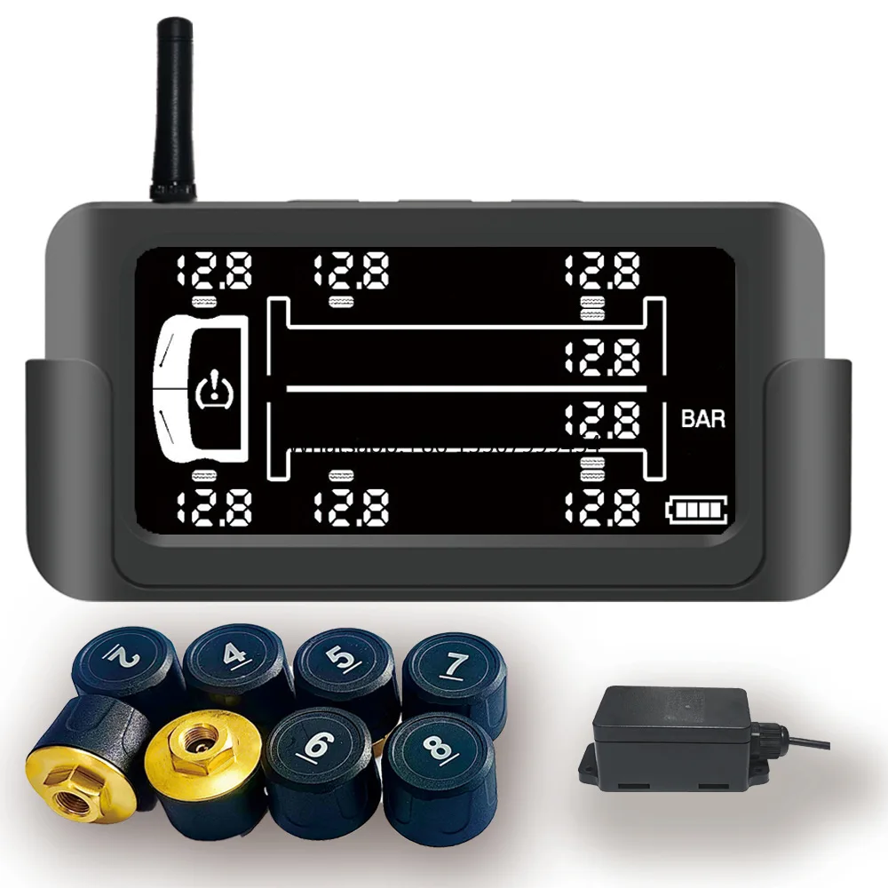 

Tpms Sensor 8 Rounds External Tire Pressure Sensor Tyre Pressure Monitoring Tire Pressure test Digital Display 0-18bar 0-260psi