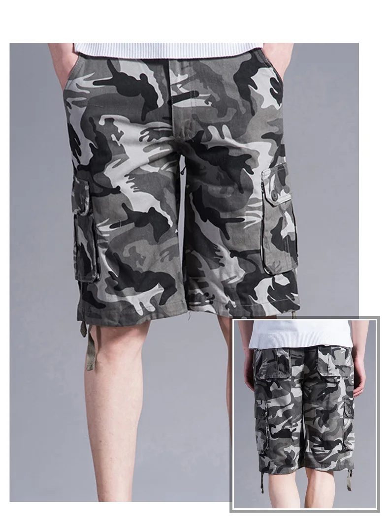 Neue Sommer-Herren-Camo-Shorts Vintage Camouflage-Overalls Lose Lässige Outdoor-Sporthosen mit Seitentaschen aus Baumwolle Bequeme Shorts – Detail 12