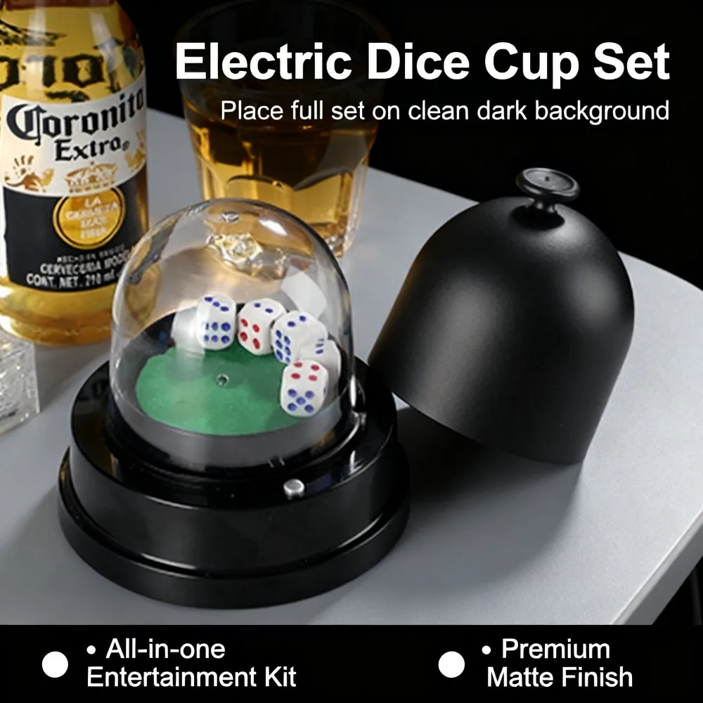 Electric Dice with Roller Automatic Dice Cup for KTV Pub Bar Dice Box Dice Games with 5 Dice