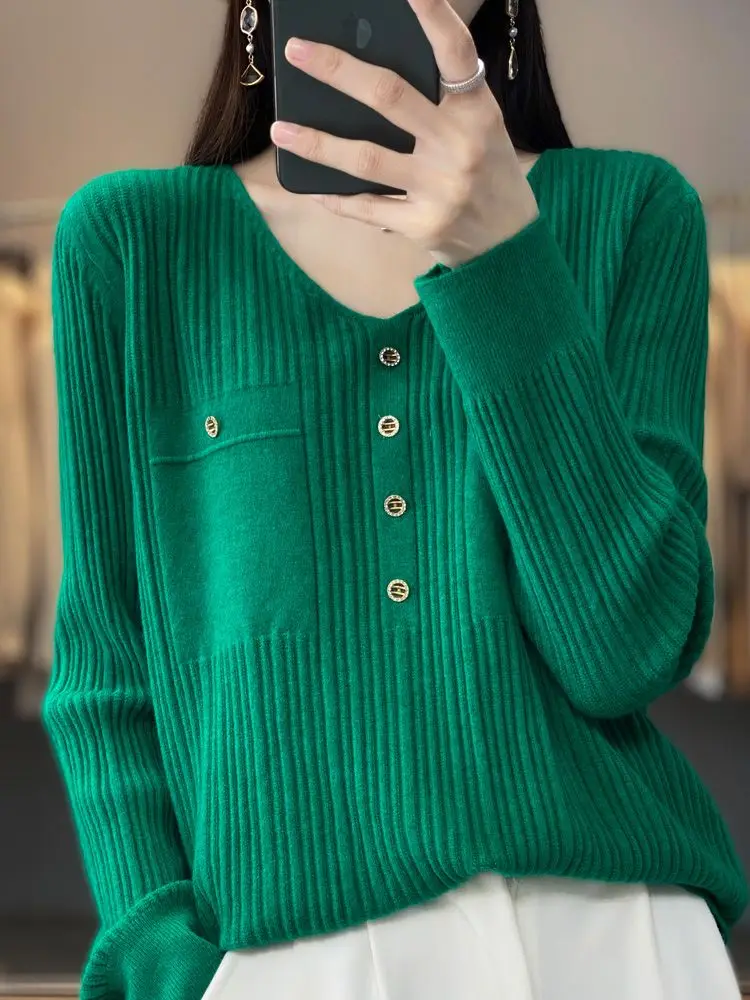 Women Sweater and Pullovers Fall Winter New Skinny Jumpers V-neck Basic Warm Sweater Pullovers Warm Winter Sweater