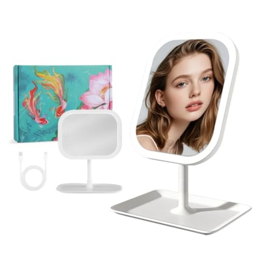 

Rechargeable 2400mAh Makeup Mirror, 360-degree rotatable Tabletop Vanity Mirrors with Lights High-Definition led led Vanity Mir