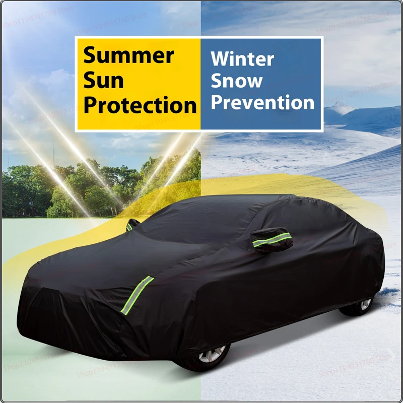 غطاء سيارة أسود شديد التحمل مقاوم للماء لجميع الأحوال الجوية، غطاء خارجي كامل للحماية من الأشعة فوق البنفسجية في الهواء الطلق من أشعة الشمس الثلجية لسيارة Tesla Model3 #5