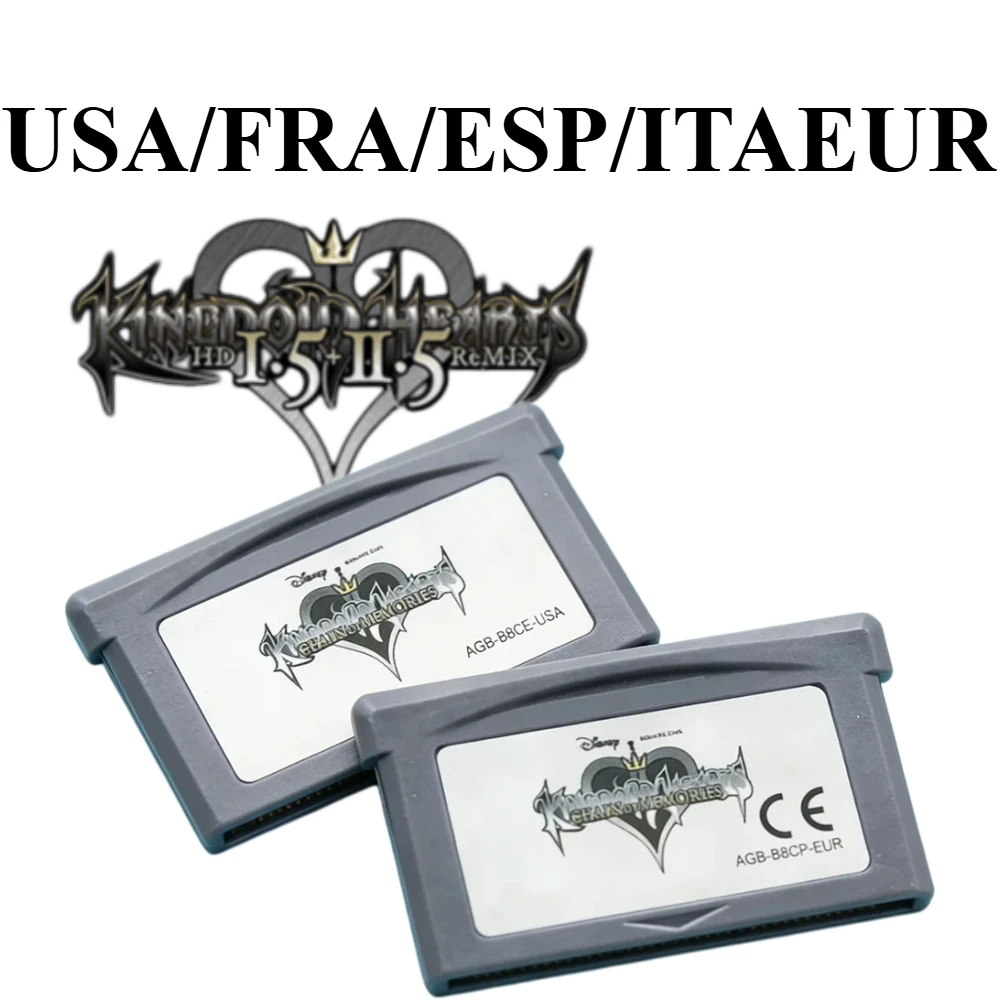 Englische GBA-Spielkassette 32-Bit-Videospielkonsolenkarte Kingdom Hearts Series Chain of Memories USA/EUR-Version