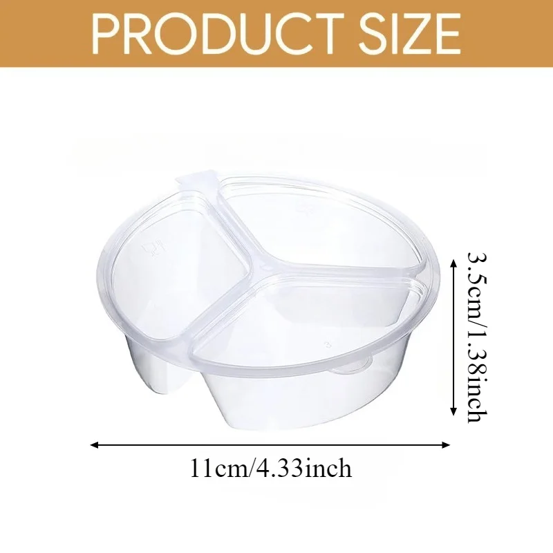 5-20Pcs 3-Compartment Snack Box with Lid Transparent Portable Dipping Sauce Box for Holding Dipping Sauces Condiments Fruit