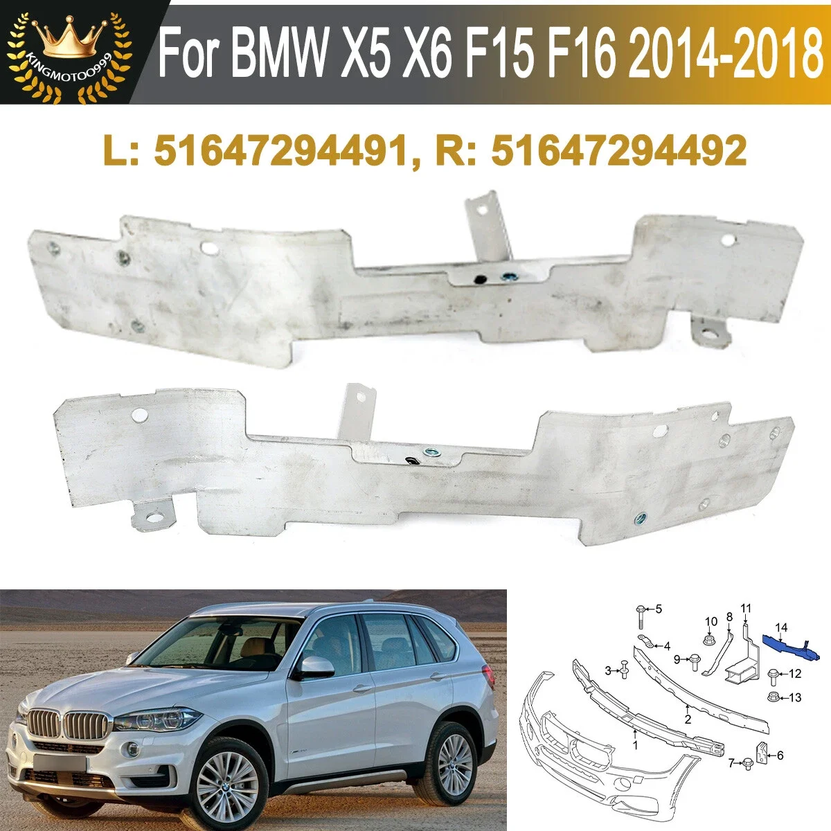 

51647294491 51647294492 For 2014 2015 2016-2018 BMW X5 F15 X5M F85 X6 F16 X6M F86 Front Bumper Headlight Mount Support Bracket
