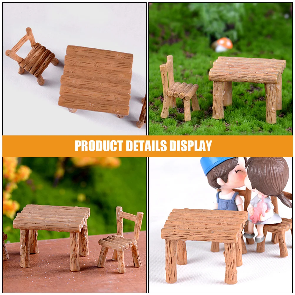 

1 Set Miniature Table Chair Set Resin Micro Landscape Furniture Decor Mini House Accessories Diy Mini Chair Small Garden Decor
