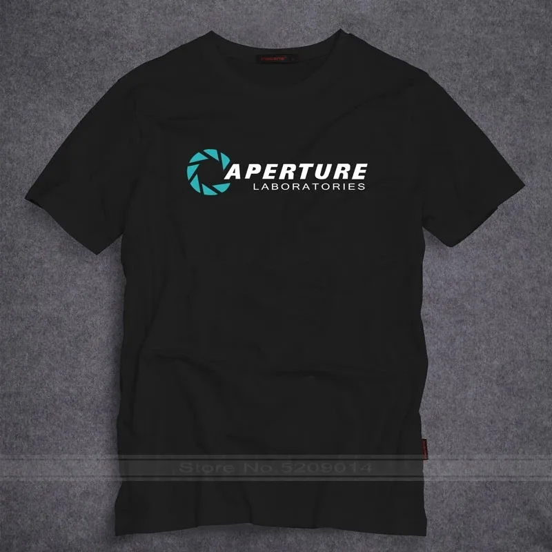 Portal 2 Aperture Laboratories Logo Mens T-shirt Video Game Fan Clothing Shirt  Cotton Short Sleeve T Shirt S-5XL